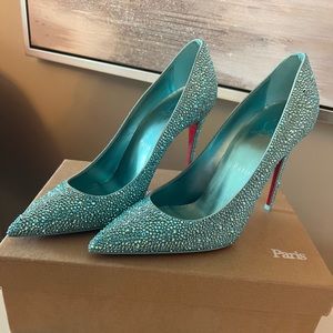 NIB Christian Louboutin Kate Strass 100 Heels sandal pump 37.5